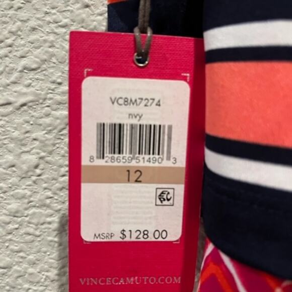 NEW VINCE CAMUTO Size 12 Pink & Navy Stretchy Pullover Tank Dress - Picture 12 of 12